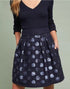 Sequin Navy Dot Mini Skirt